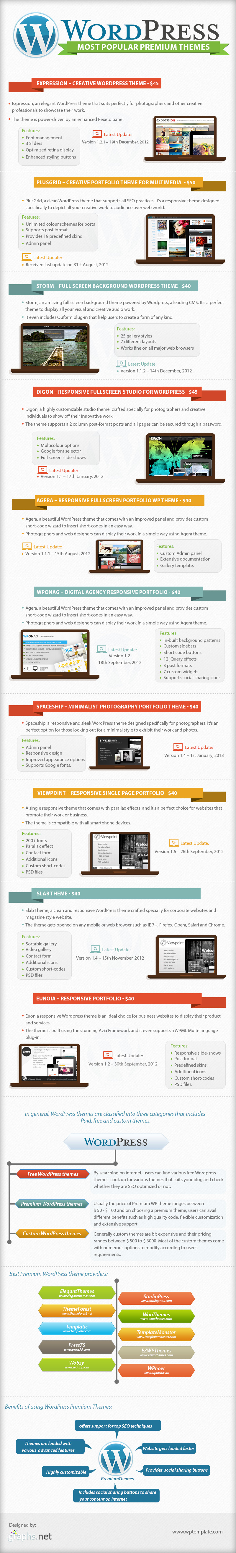 Most Popular WordPress Premium Themes (infographic)